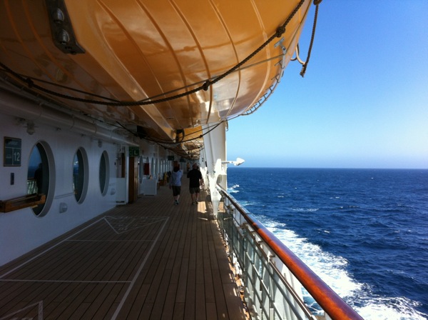 The promenade deck on the Disney Wonder